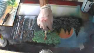 Spray Paint Art "Forest and Waterfalls" by Carlos Blázquez