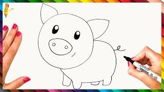 How to draw a Pig Step by Step  Pig Drawing Easy