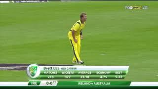 BRETT LEE best bowling in 1st over of match vs IRELAND amazing bowling.