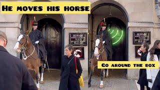 HE DID IT YES. King’s guard moved his horse to block the woman who was trying to get through the box