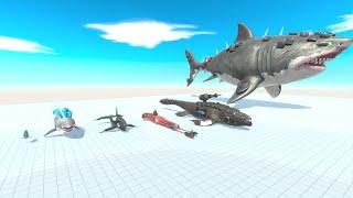 Megalodon Shark Cyborg VS Reptiles and Godzilla - Animal Revolt Battle Simulator