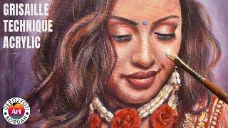 Easiest Acrylic Portrait Painting Tutorial | Grisaille painting technique by Debojyoti Boruah