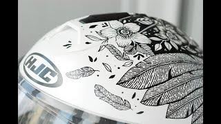 HJC Motorcycle Helmet | Painting Process Black and White Posca Pens