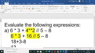 OPERATOR PRECEDENCE || EVALUATE EXPRESSION || PYTHON