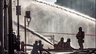 Firefighters battle five-alarm blaze in Old Montreal