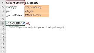 Uniswap Historical Liquidity & Orders using =CS.QUERY in Cryptosheets
