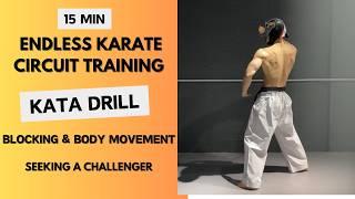 15 min Endless karate circuit training / basic karate kata moves for beginners | Uke & Tenshin