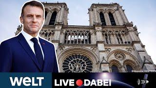 FRANKREICH NOTRE-DAME: Präsident Emmanuel Macron besucht die Baustelle der Kathedrale | LIVE DABEI