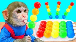 BiBi Monkey eats rainbow jelly and encountered a problem while heading to the supermarket