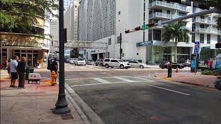 4K Downtown Miami , Spring Walking Tour ,   Miami FL , March 5  2024