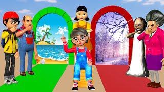 Scary Teacher 3D vs Squid Game Crazzy Gate and Become Famer Nice or Error 5 Times Challenge
