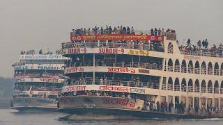 MV Surovi-9 Passenger Ship is going to Dhaka with Overcrowded Passengers