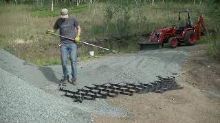 Putting Down Gravel Driveway Using Geocell. Our Solution for Long Steep Slope.