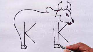 Cow Drawing | How to Draw Cow From letter KK | Cow Drawing Step By Step | Cow Video