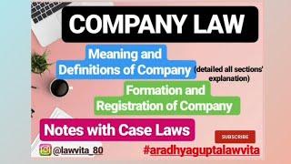 COMPANY Meaning |Definition | Formation | Registration | Company Law Lecture with notes | Lawvita