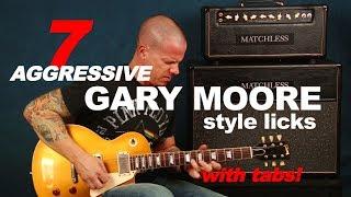 7 killer aggressive licks in the style of Gary Moore rock blues guitar lesson (with tabs)