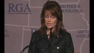 Governor Sarah Palin speaks at the Republican Governors Association Annual Conference