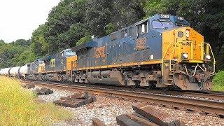 Three Forward Facing Engines On CSX Mixed Freight Train Q438