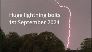 huge lightning bolts from severe UK thunderstorm