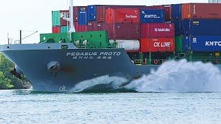 Captivating Footage: Big Wave Smashes Container Ship #shipspotting