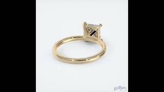 Princess Cut Pave Engagement Ring in Yellow Gold