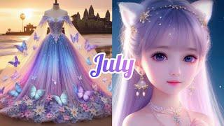 choose your birthday  month / and unlock your gorgeous gown with anime princess 