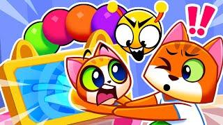 Hungry Worm VS Kittens ️ The Virtual Game  Safety Tips + More Toddler Cartoons  Purr-Purr