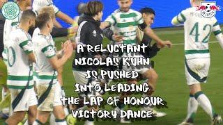 Reluctant Nicolas Kuhn Pushed Into Leading Lap Of Honour Victory Dance - Celtic 3 - RB Leipzig 1