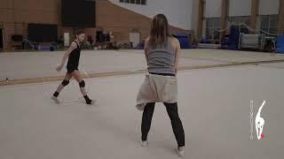 Arina Kovshova hoop training with Evgenia Kanaeva 2025 + Karina Kireeva