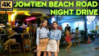 Jomtien Beach Road Night Drive 8 pm   2024 November Pattaya Thailand