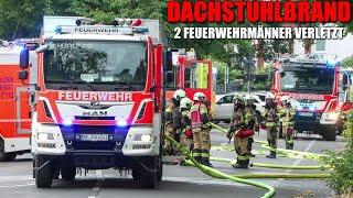 [DACHSTUHL IN VOLLBRAND!] - Zwei Feuerwehrmänner verletzt ~ Feuerwehr Hilden im Einsatz -