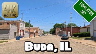 Driving Around Small Town Buda, Illinois in 4k Video