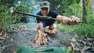 PRIMITIVE TECHNOLOGY (FISHING AND COOKING) in the Indonesian jungle