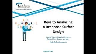 Keys to Analyzing a Response Surface Design