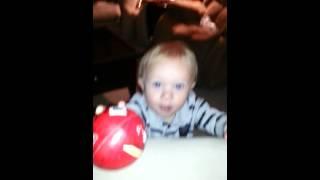 Baby excited about ball