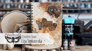 Art Journal Cover - Finnabair Acrylic Liquid Paints - Mixed Media by Olga Sępkowska - Letike