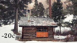 -20C BITTER COLD Winter Night In A Snowy Log Cabin