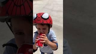 Sometimes you just need a coke! #coke #spiderman #familyvlog #family #fun #bike