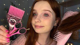 ASMR Popular Girl Gives You A Cosy Haircut + Styling  (hair salon roleplay)