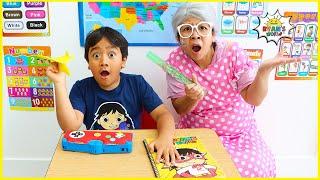 Ryan's first day back to school Pretend play!!!