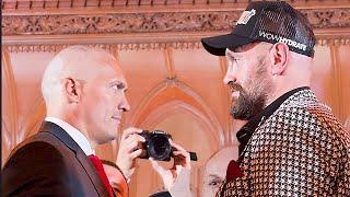 Oleksandr Usyk shows NO FEAR! STARES DOWN Tyson Fury in rematch face off at kick off presser!