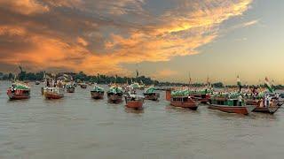 The Dhubri district administration organized a boat rally on the Brahmaputra river