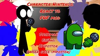 character Nintendo react to FNF vs stickman et/and imposter V3 (week green)