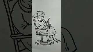 Grandma line drawing. #illustration #Shorts