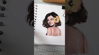 Gouache portrait painting process 
