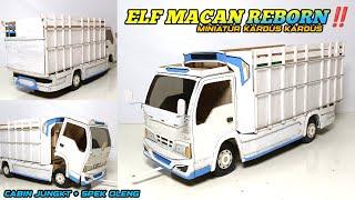 MEMBUAT MINIATUR TRUK ELF MACAN MADURA ||SPEK OLENG DARI KARDUS