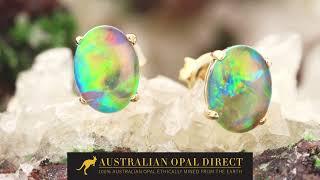 Gold Earrings, Green Earrings, Opal Stud Earrings - Australian Opal Direct | Worldwide Shipping