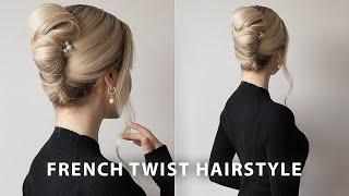 Easy Holiday Hairstyle - French Twist with a French Pin