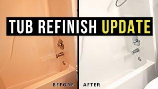 DID IT LAST?! We painted our TUB with MARINE PAINT **UPDATE** | Fiberglass Surround