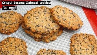 Instant Oatmeal sesame cookies || No egg crispy sesame cookies | Cripsy thin sesame cookies